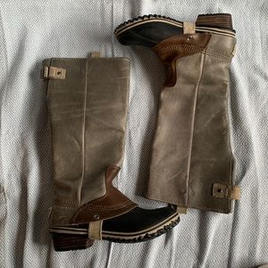 Sorel slimpack tall equestrian riding boots shale gray USA women’s size 6.5